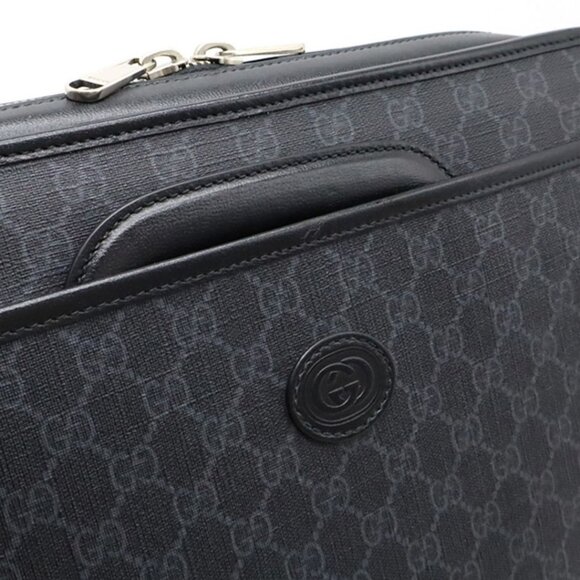 Authentic Gucci GG Supreme Briefcase Monogram Medium Messenger Bag Black Mens - Picture 6 of 12